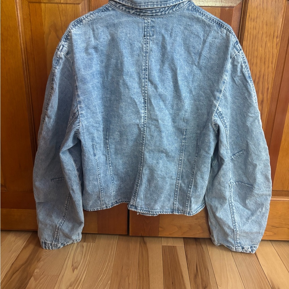 gap barrel sleeve denim top